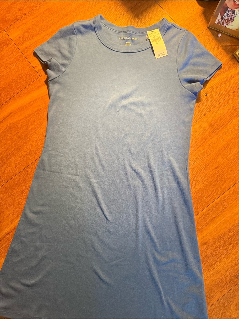American Eagle Outfitters Blue Short-Sleeve Crewneck T-Shirt Dress